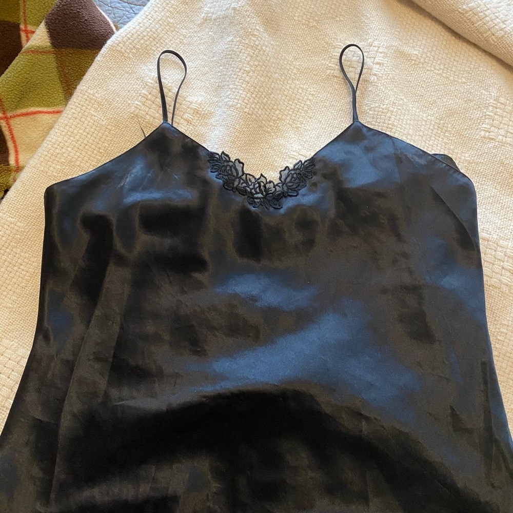 Black satin vintage top